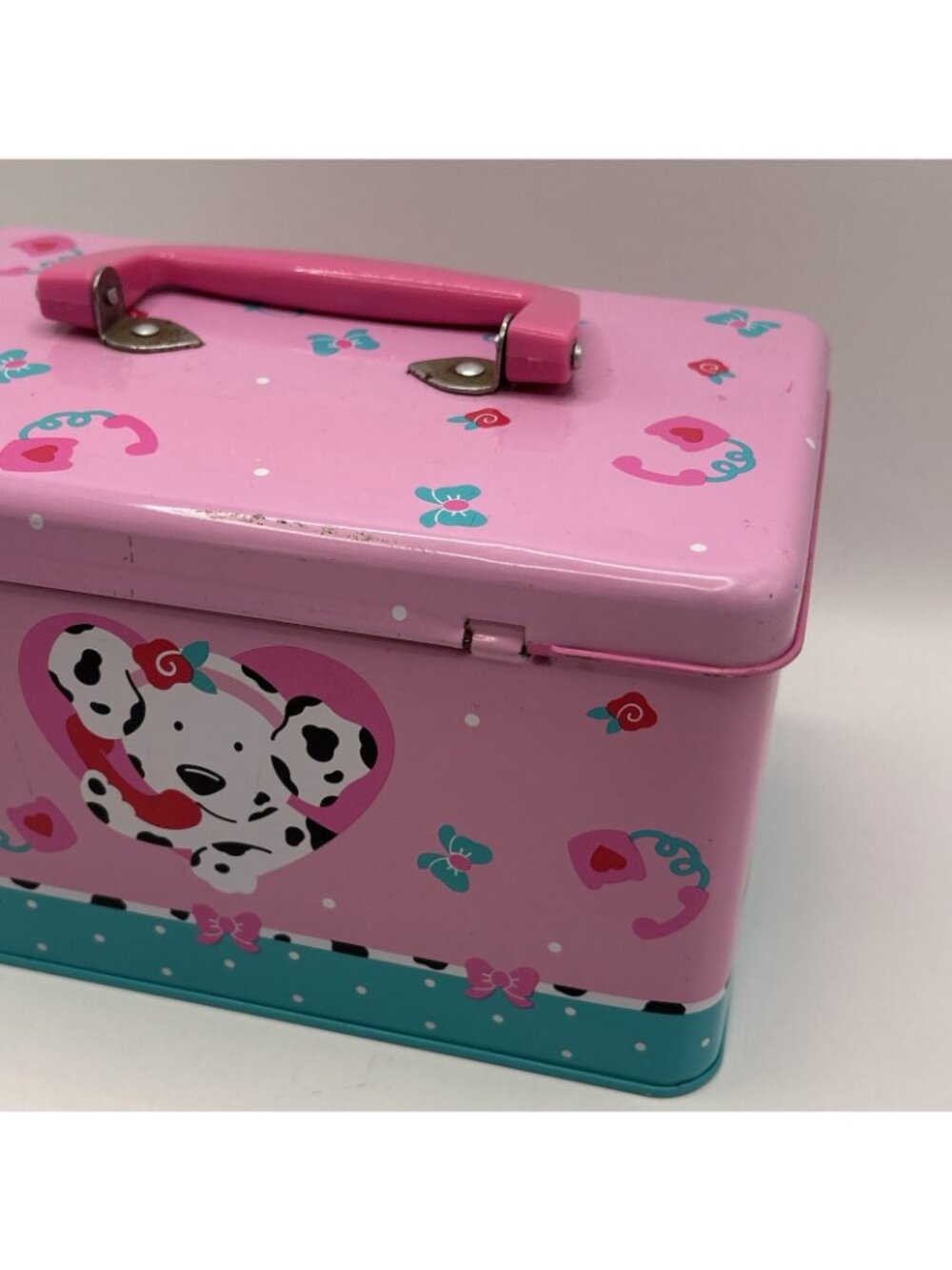 Sanrio 1993 Spottie Dottie Metal Tin Trinket Box Dog Pink Container Rare Vintage - Picture 16 of 16